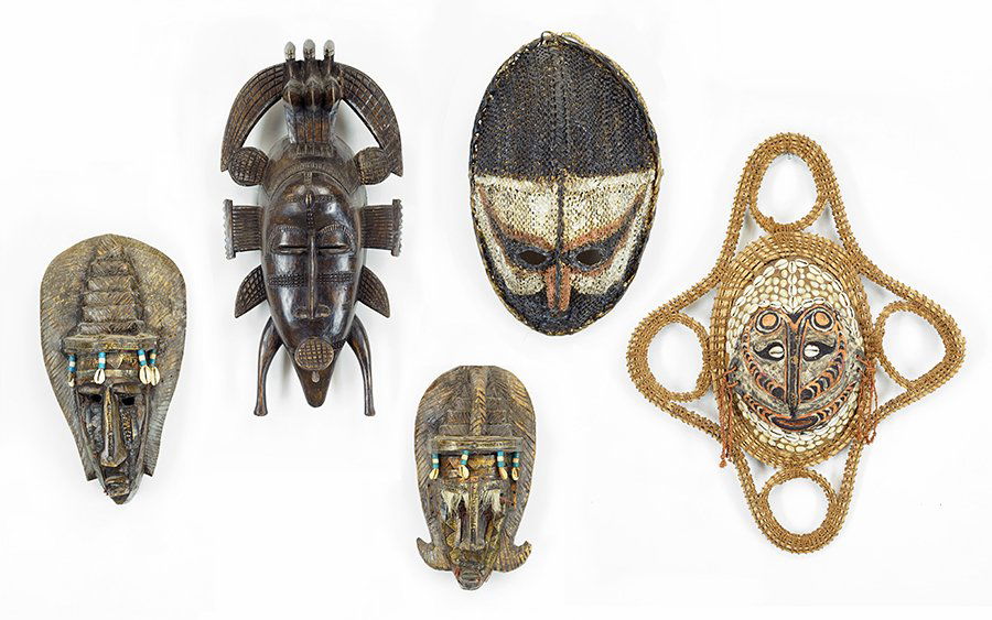 A Collection of Five African Masks. (1 of 1)