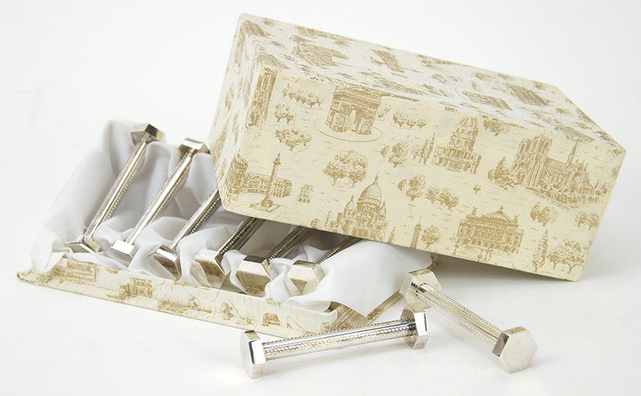 A Set of Twelve French Silvertone Knife Rests. (1 of 1)