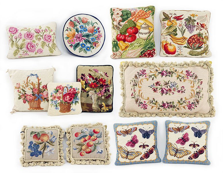 Twelve Needle Point Pillows. (1 of 1)