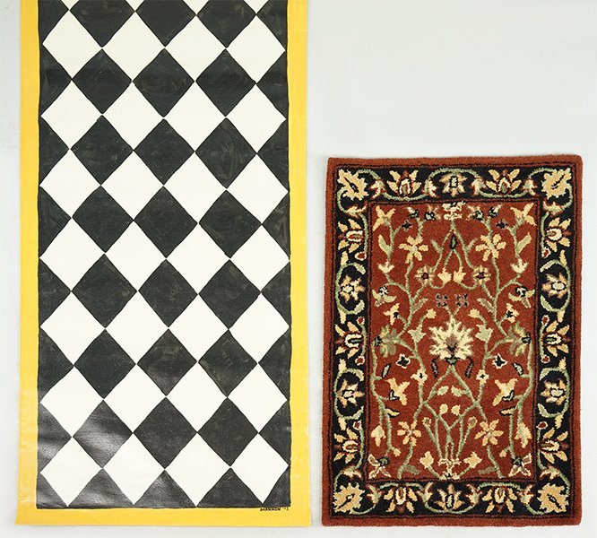 A Contemporary Painted Canvas Runner. (1 of 1)