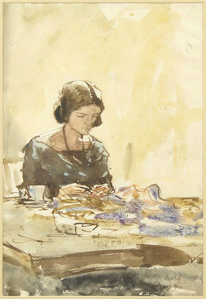 James McBey (Scottish, 1883-1959) Lady Sewing. (1 of 2)