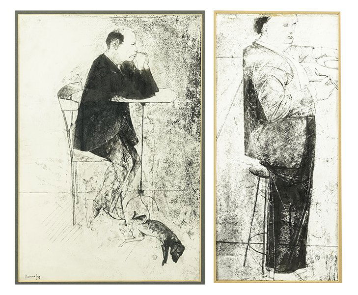 Giacomo Porzano (Italian, 1925-2006) Two Ink Drawings. (1 of 1)