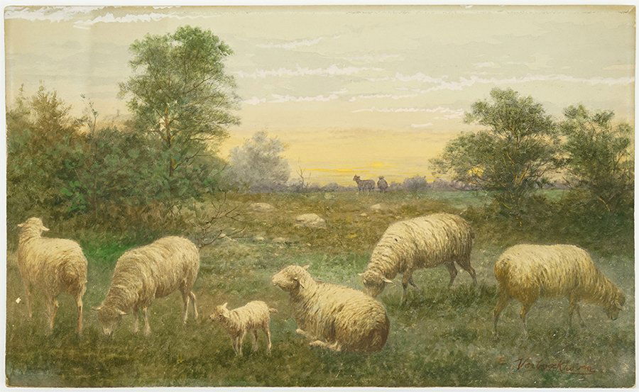 Artist Unknown (19th Century) Grazing Sheep. (1 of 1)