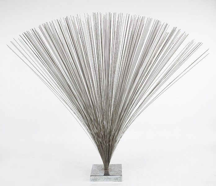 In the Style of Harry Bertoia (American, 1915-1978): In the Style of Harry Bertoia (American, 1915-1978) Spray. Wire sculpture with a stainless steel base Height: 26.25"