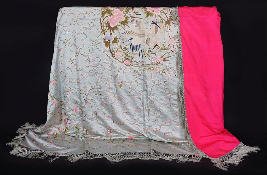 A Chinese Embroidered Silk Panel. (1 of 6)