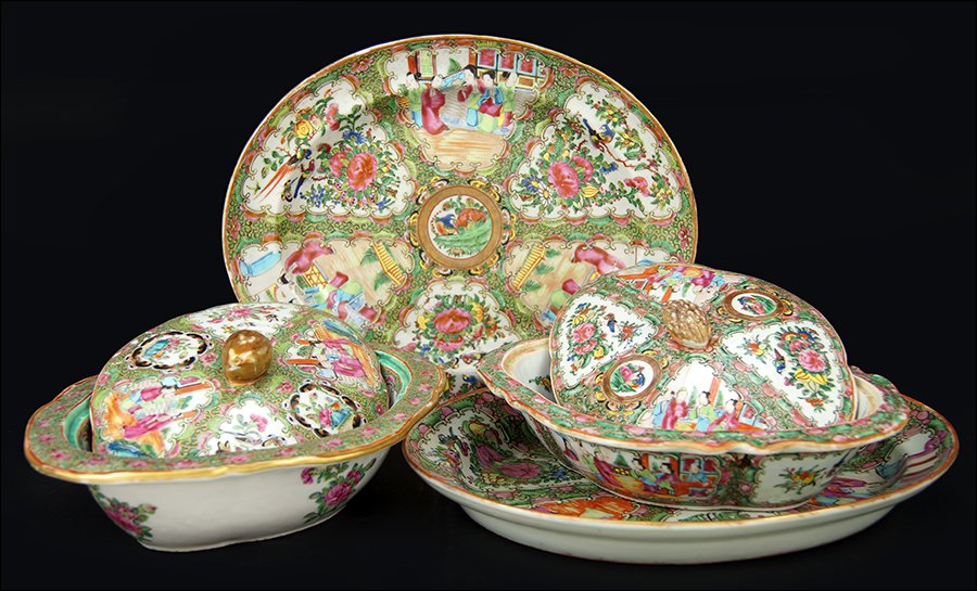 Two Chinese Porcelain Rose Medallion Covered Serving (1 of 1)