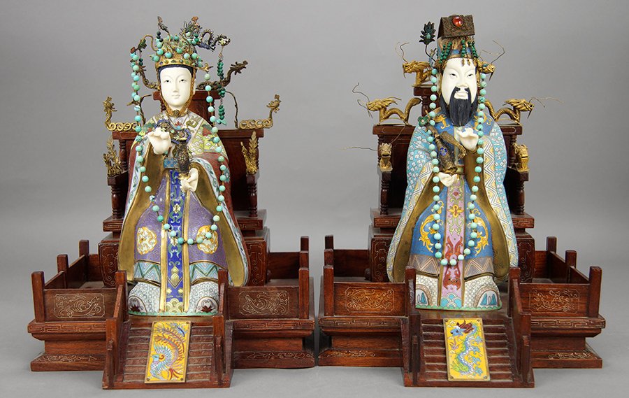 A Pair of Chinese Emperor and Empress Figures. (1 of 1)