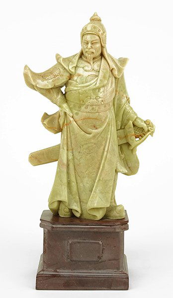 A Chinese Carved Soapstone Samurai Figure. (1 of 1)