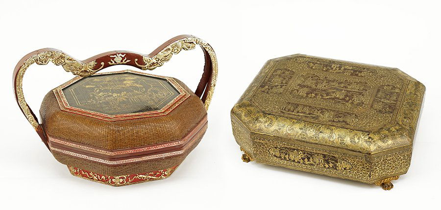 A 19th Century Chinese Export Lacquered Sewing Box. (1 of 10)