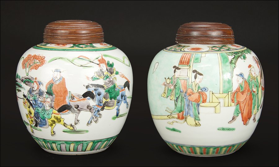 Two Chinese Famille Verte Porcelain Ginger Jars. (1 of 3)
