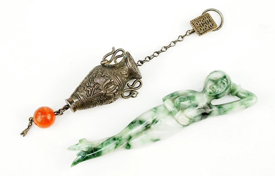 A 20th Century Chinese Carved Jade Medicine Lady. (1 of 3)