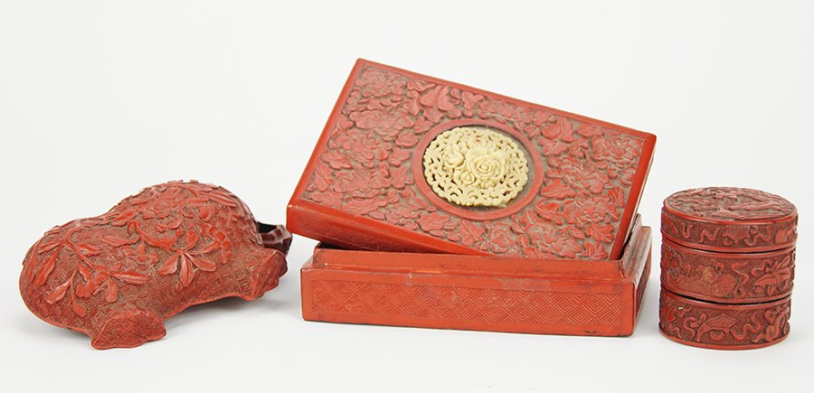 Three Chinese Cinnabar Boxes. (1 of 1)