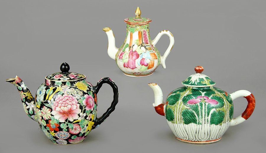 Three Chinese Porcelain Teapots. (1 of 1)