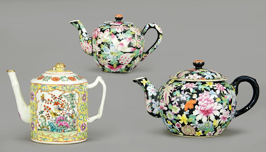 Three Chinese Porcelain Teapots. (1 of 1)