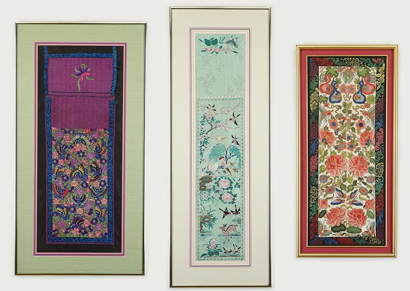 A Chinese Forbidden Stitch Embroidered Panel. (1 of 8)