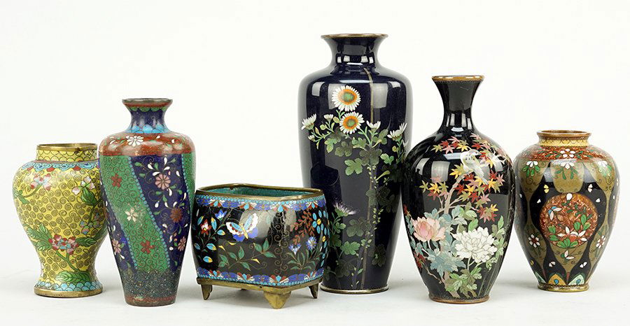 Five Cloisonne Vases. (1 of 9)