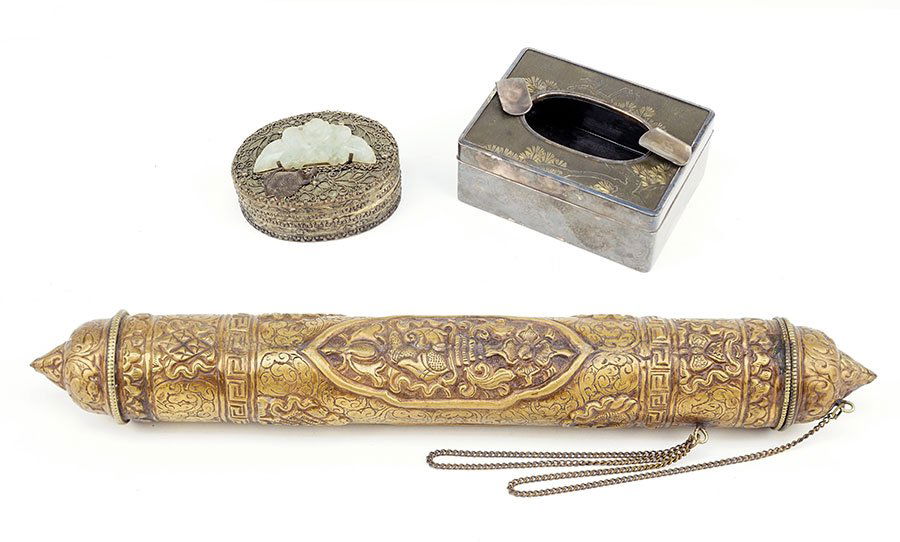 A Chinese Patinated Metal Box. (1 of 1)