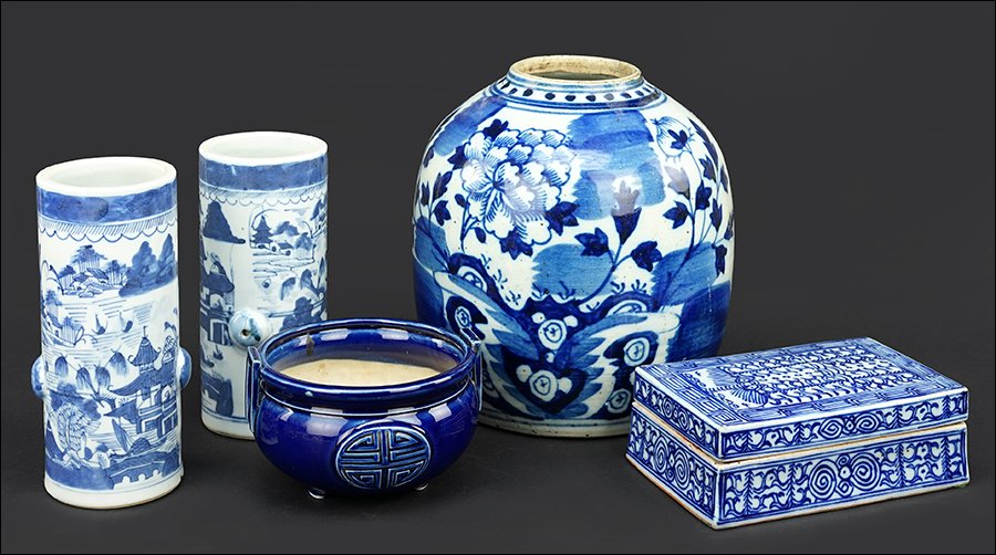 A Group of Blue and White Porcelain Articles. (1 of 1)