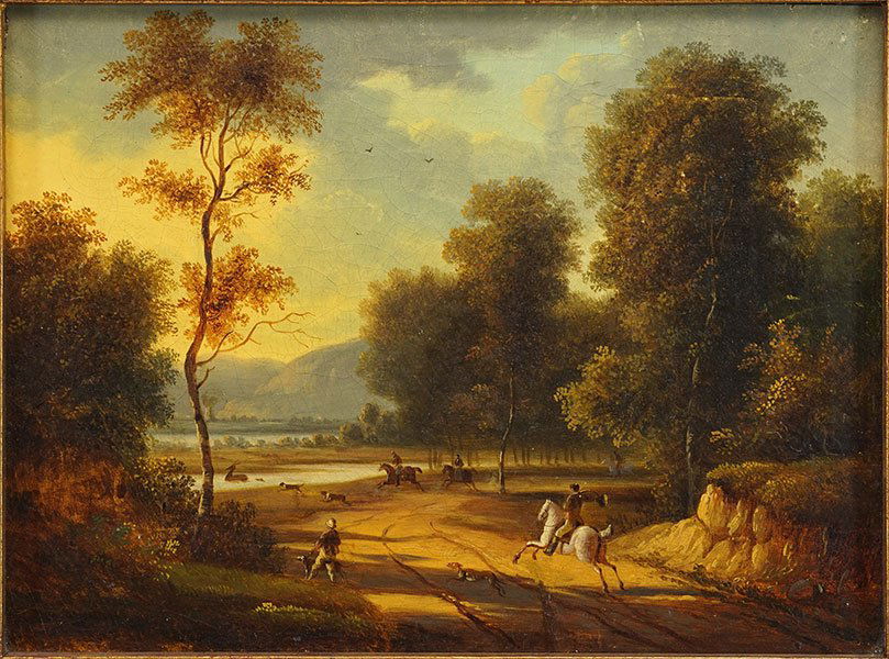 Artist Unknown (British, 19th Century) Stag Hunt. (1 of 2)