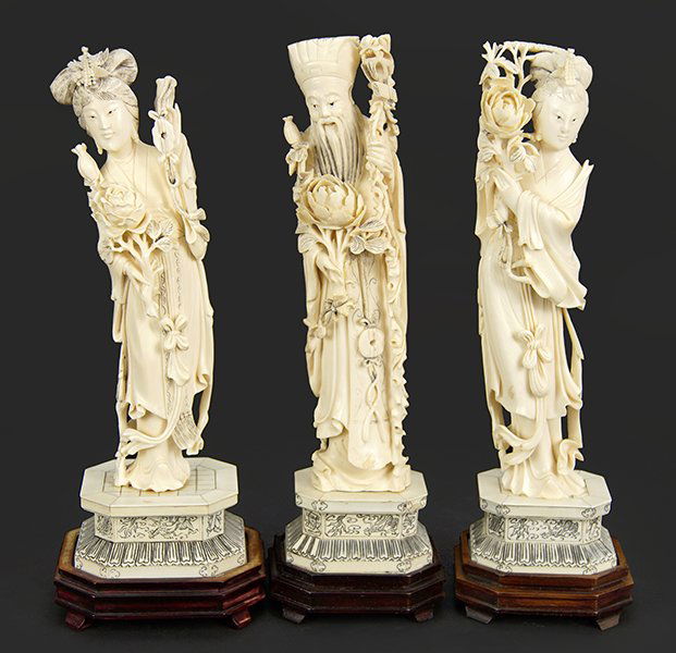 Three Chinese Carved Ivory Figures. (1 of 2)