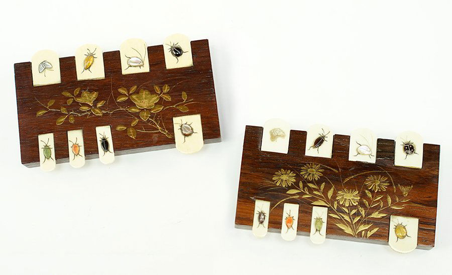Two 20th Century Japanese Harwood and Ivory Game (1 of 1)