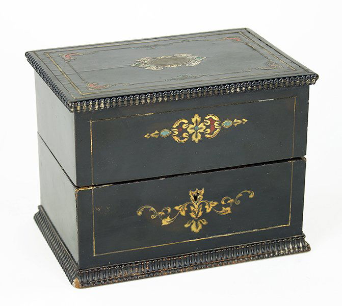 A Victorian Ebonized Wood Tea Caddy. (1 of 2)