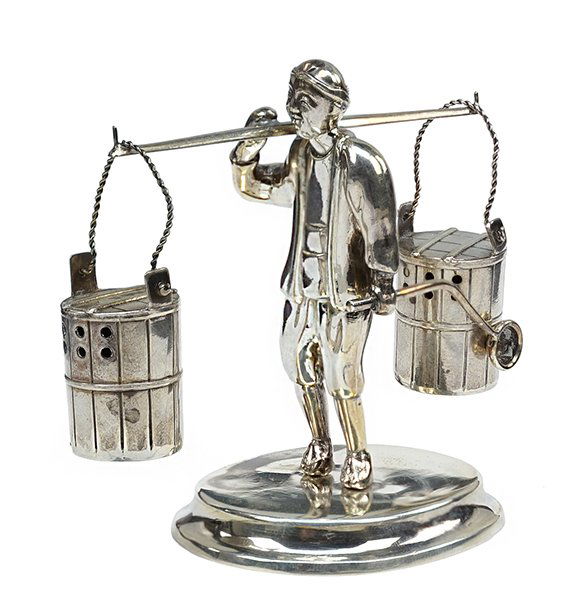 A Sterling SIlver Figural Salt and Pepper Suite. (1 of 1)