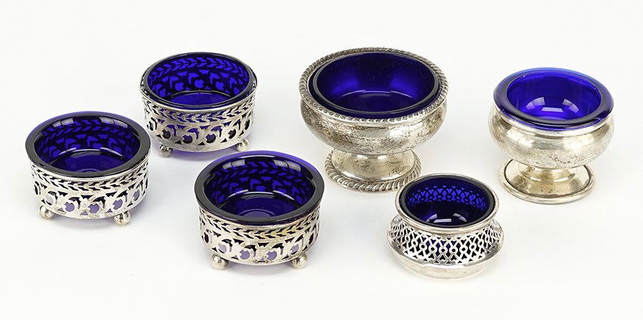 A Set of Three Filigree Sterling Silver Footed Salt (1 of 1)