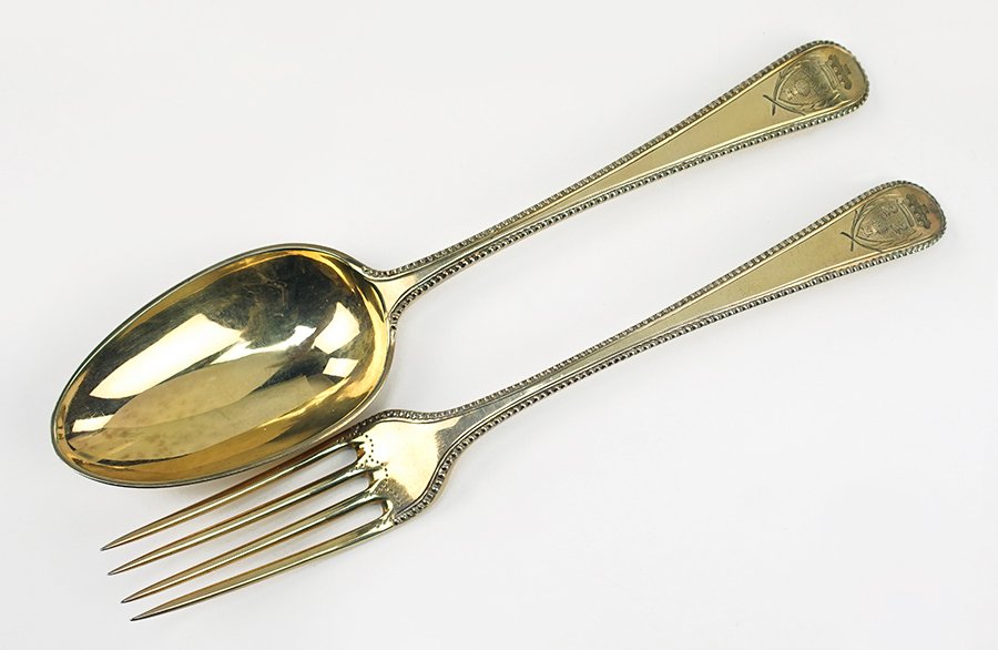 A George III Silver Gilt Fork and Spoon. (1 of 1)