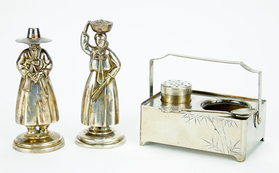 A Japanese .950 Silver Salt and Pepper Caddy. (1 of 1)