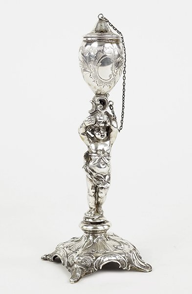 A German .800 Silver Figural Oil Lamp. (1 of 1)
