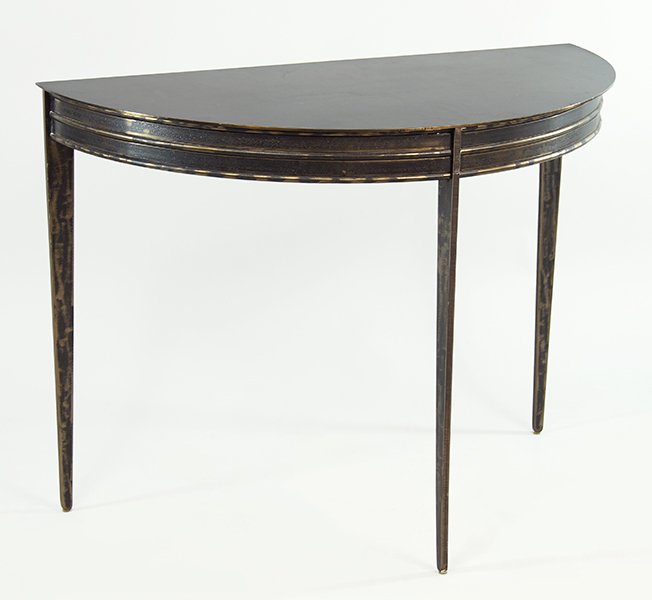 A Contemporary Iron Demilune Console Table. (1 of 2)