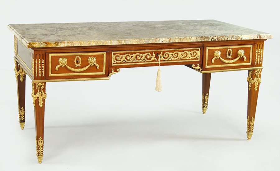 A French Ormolu Mounted Marble Top Bureau Plat. (1 of 1)