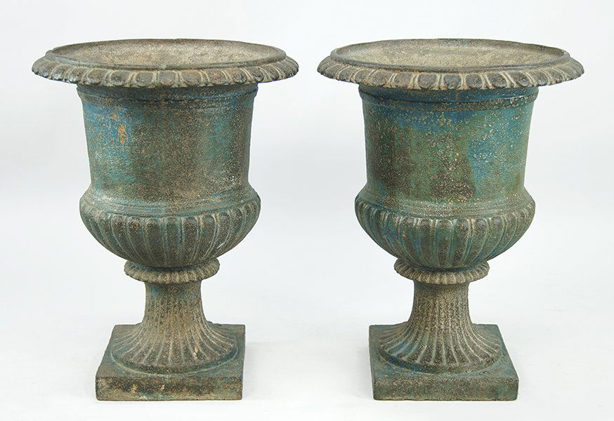 A Pair of Cast Iron Urn Form Planters. (1 of 5)