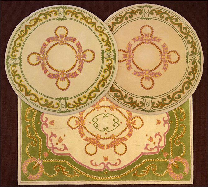 An Edward Fields Rug.: An Edward Fields Rug. Together with a pair of round Edward Fields rugs (Diameter: 4'2") Rug: 6'10" x 4'7"