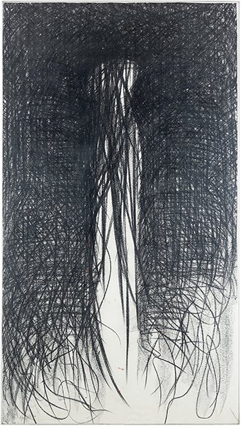 Ronaldo de Juan (Argentinian, 1931-1989) Gate No. 1.: Ronaldo de Juan (Argentinian, 1931-1989) Gate No. 1. Charcoal drawing, signed on the backing, titled and inscribed 'New York 1976' 73" x 41.5" Frame: 73.5" x 42"