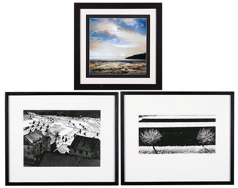 Elio Ciol (Italian, B. 1929) Two Works.: Elio Ciol (Italian, B. 1929) Two Works. 'Primavera' and 'Nere a Povolaro', two black and white photographs, each pencil signed lower right, titled, dated 1963 and 1970. Together with a color landscape
