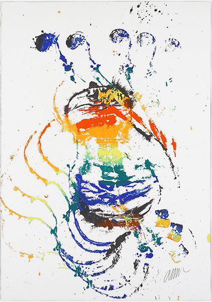 Fernandez Arman (French, 1928-2005) Rainbow Violin.: Fernandez Arman (French, 1928-2005) Rainbow Violin. Color serigraph, pencil signed lower right and numbered 63/200 Sheet: 29.5" x 20.5" Frame: 36.75" x 27.75"
