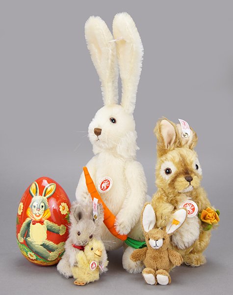 Group of Steiff Plush Rabbits. (1 of 1)