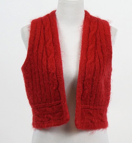 An Issey Miyake Vest.: An Issey Miyake Vest. Red wool blend, open front