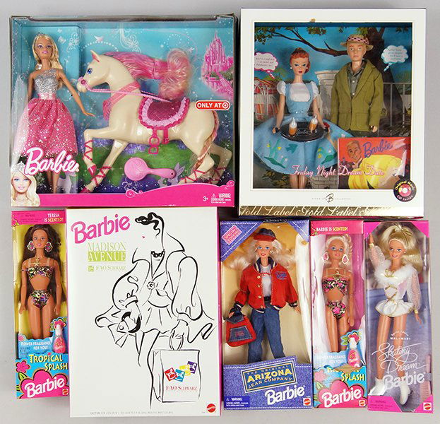 Group of Barbie Dolls.: Group of Barbie Dolls. Consisting of twelve Barbies and a horse, in the original boxes