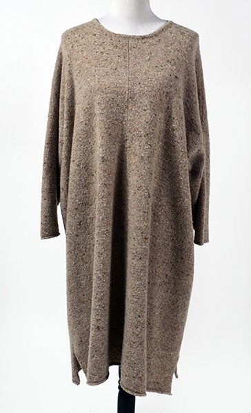 A Marled Wool Eskandar Sweater Dress.: A Marled Wool Eskandar Sweater Dress. Neutral palette dress with dolman sleeve Eskandar One Size