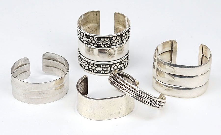 Five Sterling Silver Cuff Bracelets. (1 of 1)