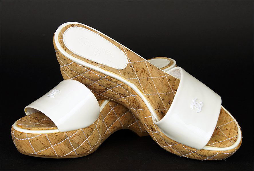 A Pair of Chanel Cork Wedges. (1 of 1)
