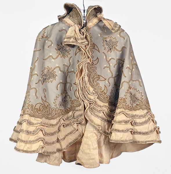 A Victorian Embroidered Wool and Taffeta Cape. (1 of 1)