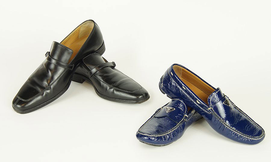 A Pair of Prada Men's Blue Patent Leather Driving (1 of 1)
