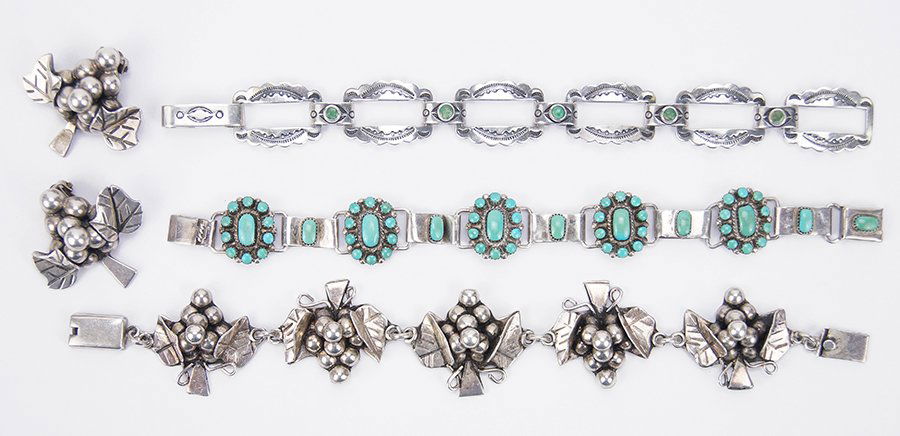 A Mexican Sterling Silver Grape Demi-Parure. (1 of 1)