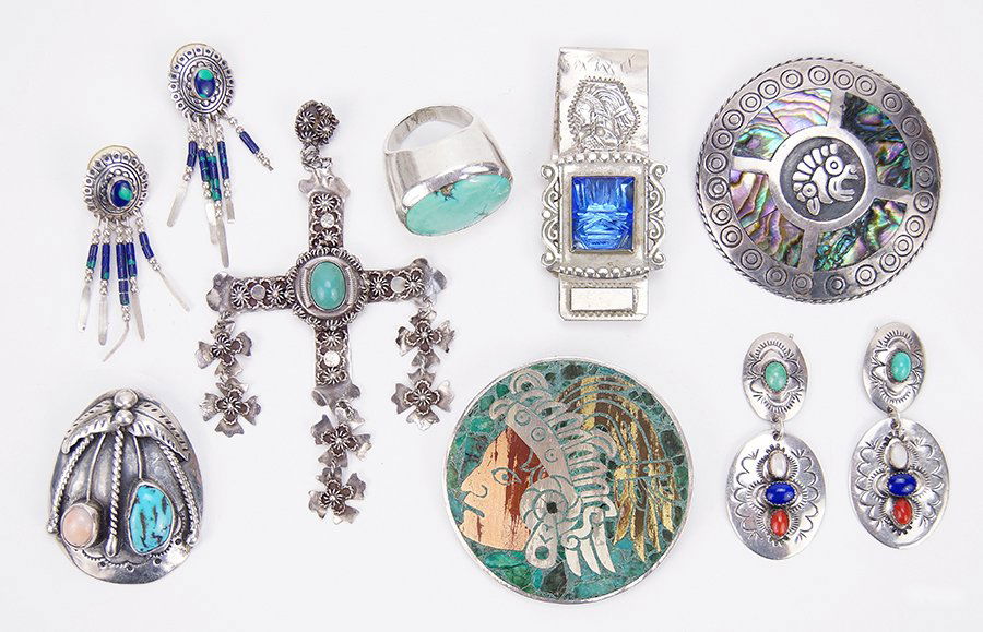 A Mexican Sterling Silver and Abalone Brooch / Pendant. (1 of 1)