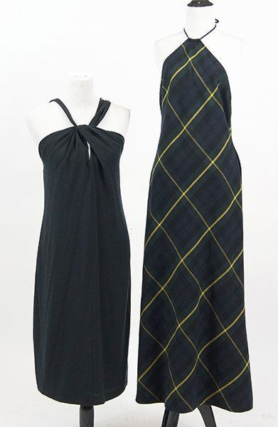 A Pianoforte di Max Mara Black Halter Dress.: A Pianoforte di Max Mara Black Halter Dress. Together with a navy and green tartan Ralph Lauren halter dress Both Size 12