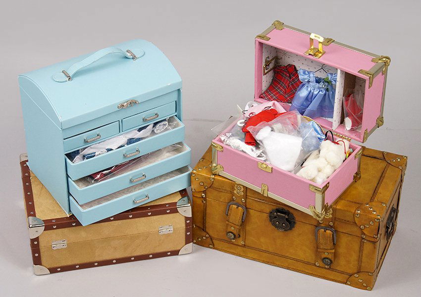 Group of Doll Trunks and Clothing. (1 of 2)
